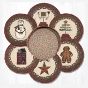 6 Braided Jute 10" Round Trivets with 1 Coordinating Basket. WINTER