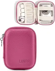 [Linpr] Digital Camera Case Compatible with CAMKORY/Kodak Pixpro/Lecran/VAHOIALD/Canon IXUS 285 HS/Umipyiza/YLSHGXFC/AOREGRE, Small Digital Camera Bag, Travel Camera Bag, Dark Pink, Simple