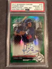 2017 Bowman Chrome 1st Yusniel Diaz Green Ref Prospect Auto PSA/DNA 10/10POP 1