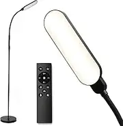 LED Floor Lamp, 15W Reading Lamp, 5 Color Temperature 7 Modes Brightness Dimmable Standing Light for Living Room Bedroom Office, Remote Control and Touch Control with AU Plug (Black)