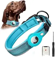 Reflective AirTag Dog Collar, TOMVAES Padded Apple Air Tag Dog Collar, Heavy Duty Dog Collar with AirTag Holder Case, Adjustable Air Tag Accessories Pet Collar for Small Medium Large Dogs (XL（19"-22"）)