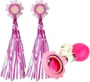 Kids Bike Horn, Children Bicycle Bell with 2 Pack Bike Handle Streamers Pink 01