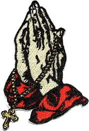 Sztxj Praying Hands Patches Sticker Embroidered Iron On Applique Patch for Backpacks Hat Jeans Jackets T-Shirt Clothing