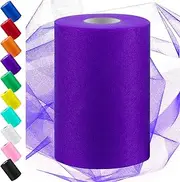 [Swpeet] 6 Inch by 100 Yards Purplish Red Tulle Fabric Roll, Fabric Spool Tulle Ribbon, Netting Polyester Spool Ideal for DIY Handmade Birthday Party Wedding Decorations Christmas Craft Supplies