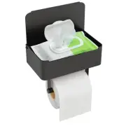 Toilet Paper Holder with Shelf, Flushable Wipes Dispenser Fits for Bathroom W...