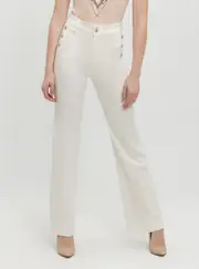 GUESS Women's White New Faye Pants Size: 32, Elastane