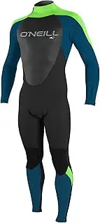 O'Neill Men's Epic 4/3mm Back Zip Full Wetsuit, Black/Ultra Blue/Dayglo, Medium