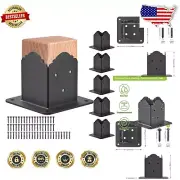Sturdy 4x4 Post Base Anchors with Screws for Enhanced Deck Stability - 6pcs