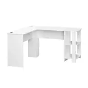 NNEED L-shape Computer Desk with Storage Shelves White