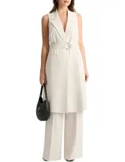 [David Lawrence] Maude Longline Vest in Almond
