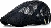 [HiFEN] Mens Flat Adjustable Classic Cap Newsboy Lvy Lavish Tweed Travel Leisure Vacation Cabbie Hunting Classic Golf Caps One Size.