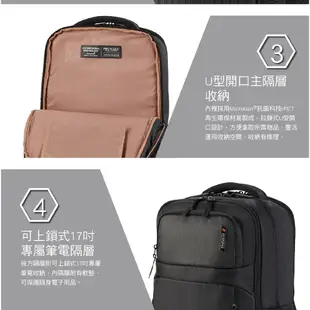 AT美國旅行者 AMERICAN TOURISTER 筆電後背包/電腦包17吋SEGNO 2.0商務減壓USB插孔_黑