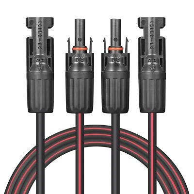 Valemo Solar Cable 40 Feet 2x12 AWG Twin Wire with Female and Male Connectors