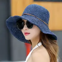 在飛比找樂天市場購物網優惠-小清新手工編織草帽日系潮帽子女夏天盆帽新款太陽帽 可折疊涼帽