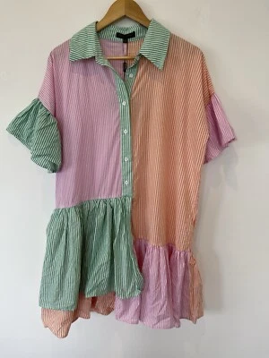 Caroline Morgan Multi Colour Ruffle Layered Dress Size 8 NEW Oversized