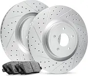 Front Kit Premier Series Drilled Slotted Brake Rotors & Ceramic Brake Pads
