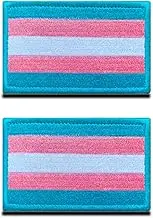 Zcketo 2 Packs LGBT Transgender Rainbow Flag Embroidered Hook & Loop Fastener Emblem Sew On Funny LGBT Gay Rights Patches for Backpack, Clothes, Jacket Caps Garment