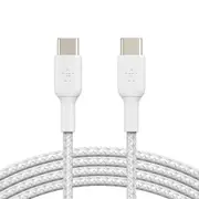BELKIN BOOST CHARGE Braided USB-C to USB-C Cable 1m/3.3ft - WhiteCAB004bt1MWH,USB-IF certified,Tested to withstand 10,000+ bends