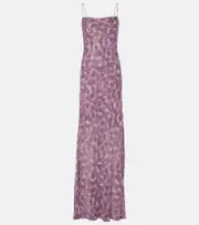 [Dries Van Noten] Dries Van Noten Printed silk chiffon slip dress AU 12 purple