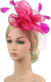 [KALLORY] Fascinator Hat Cocktail Tea Party Fascinator Headband Bridal Veil Headwear for Wedding Party Prom Banquet
