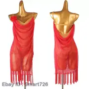 Sexy Latin Rumba Samba Cha Cha Tango Tassels Backless Ballroom Competition Dress