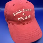 Anna & Ava Ball Hat Cap Strap Back Red Sunglasses + Mimosas One Size Beach South