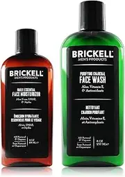 Brickell Men's Daily Essential Face Care Routine II, Purifying Charcoal Face Wash and Daily Essential Face Moisturizer, Natural and Organic, Scented