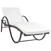 Sun Lounger With Cushion Rattan Waterproof Outdoor Patio Pool Reclining Sunbed