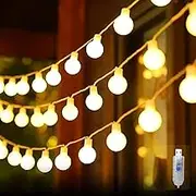 Whiteball Areaphmet Globe String Lights, 33 Feet 80 Led Fairy Lights USB Plug in, 8 Modes Mini Globe Lights for Indoor Outdoor Bedroom Party Wedding Garden Christmas Tree Decor (Warm White)