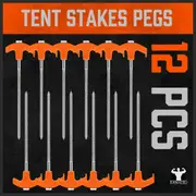 18-Pack Tent Stake Set, Heavy Duty Screw in Tent Pegs, Tent Stakes with 4X 13ft Rope & 1x Stopper T Pull Hook and Nut Driver