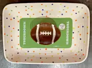SUPER BOWL FOOTBALL BOWL LANG HAND PAINTED CHIP & DIP BOWL TOUCHDOWN