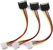 SDTC Tech 3pcs SATA Male to 4pin Molex Female Power Adapter Cable Serial ATA Extension Cable for 3.5 inches HDD/SSD/SD ROM (20cm)