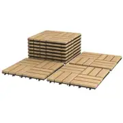 Cisvio Patio Accessories 12"X12'' Acacia Wood Interlocking Check Deck Tiles