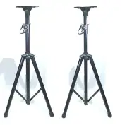(2) Two Adjustable Pole / Tripod Speaker Stand with Universal Mounting Base.
