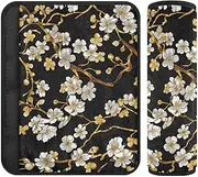 Black and Gold Vintage Flowers 2 pcs Seatbelt Shoulder Strap pad, Protects Your Neck and Shoulders, car seat Seatbelt Cover for Van Sedan Sedan 10x7.7 in Protector para cinturón de