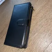 Samsung Galaxy A52 5g Black Zipper Fat Wallet with extra card holders C298