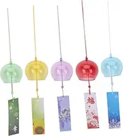 QUMIIRITY Outdoor Hanging Decors 5pcs Glass Wind Chimes Japanese Wind Bells Home Decorations Random Style