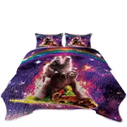 Cool Funny Crazy Art Space Cat Llama Sloth Riding Taco Coverlet