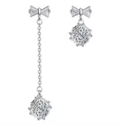 2PCS Copper Jewelry Woman Fashion Earrings Retro Long Tassel Bow Pop Hook Earrings