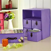 Three Layer Storage Box Five Drawer Non-woven Underwear Cosmetic Makeup Sundries Organizer 30 PURPLE