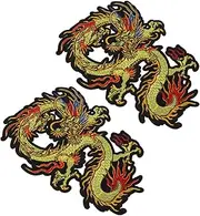 Beatifufu 2Pcs Dragon Pattern Embroidery Patches Unique Iron Applique for Clothing Durable Sewing Patch for DIY Decoration for Repairing and Personalizing Apparel