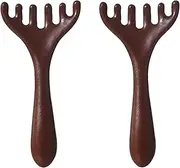 2PCS Six-Claw Meridian Massage Comb, Wooden Scalp Massage Comb, Wide Tooth Hair Growth Massager, Handheld Scalp Relief Brush, Portable Body Relaxation Massager for Head Neck Shoulder