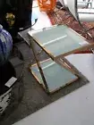 Nela Polished Rose Gold Side Table with White Tempered Glass