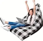Huddle Original Stuffed Animal Bean Bag Storage Extra Large Designer Beanbag Chairs for Kids Teens & Adults | Instant Clutter Clear for Stylish Moms - Stuffed Animal Storage Bean Bag Chair Gingham