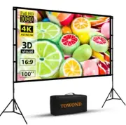 Towond Projector Screen with Stand,Towond 100 inch Outdoor Projector Screen Port