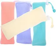 OSOLADY Mesh Soap Saver Bag 4pcs Bathing Accessory Set Exfoliating Pouches Lock Feature Lightweight Compact