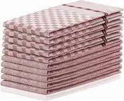 DecoKing Set of 10 Kitchen Towels 50 x 70 cm with Hanger 100% Cotton Dusky Pink High-Quality Tea Towels Louie