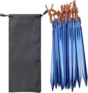 Tent Stakes with Carry Pouch Ground Stakes for Backpacking Camping Gardening 24 Pieces Blue