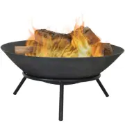 22 in Raised Cast Iron Fire Pit Bowl with Stand by Sunnydaze