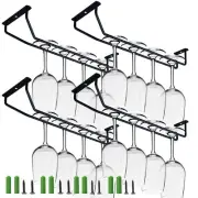 4 Pack 13.4 Inch Wall Mounted Wine Glass Holder Under Cabinet Stemware Organizer